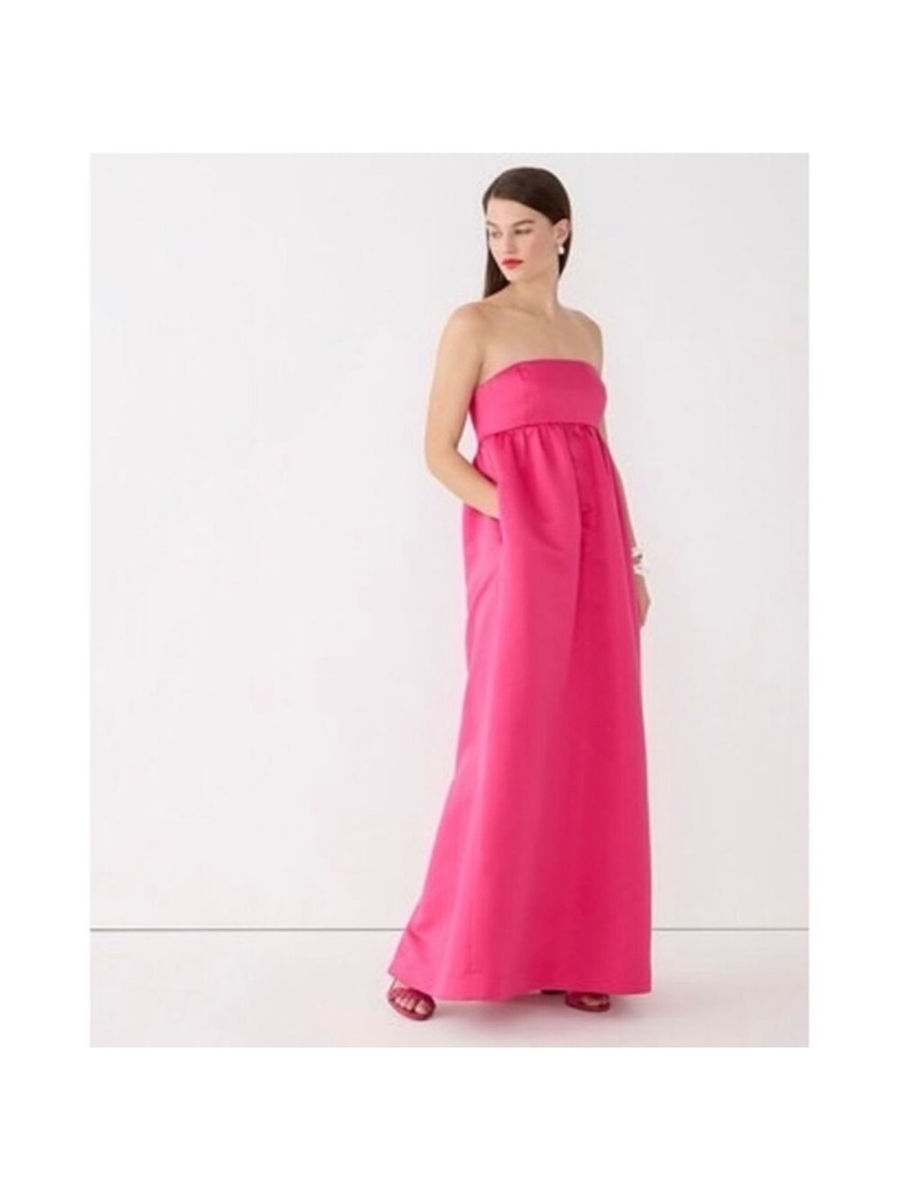 J. Crew Strapless Fuchsia Satin Evening Dress